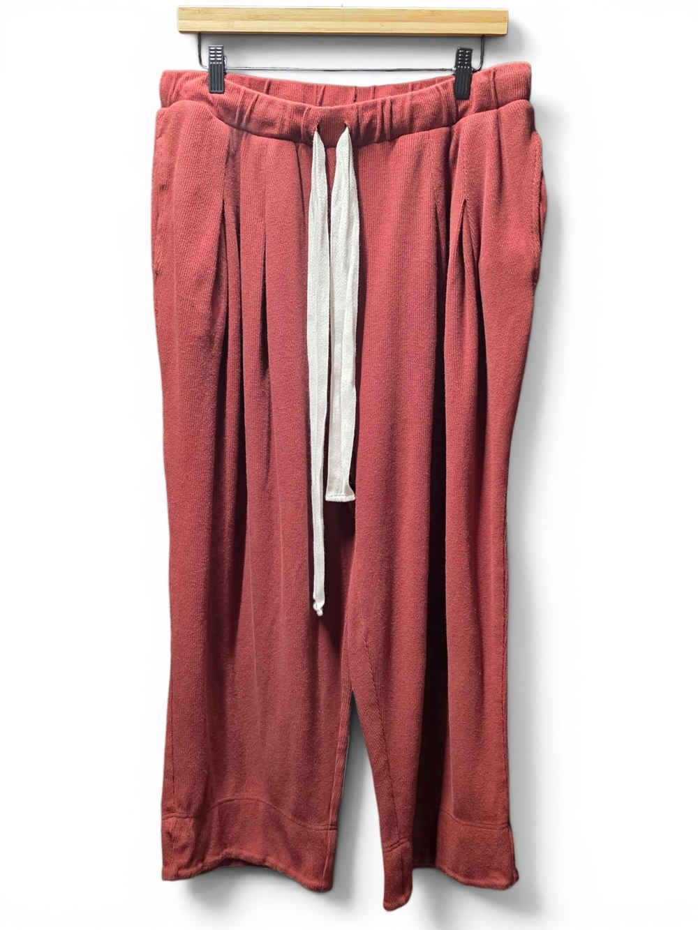 FP Beach Free People Rust Knit Wide Leg Drawstring Pants Size XL - Picture 2 of 6